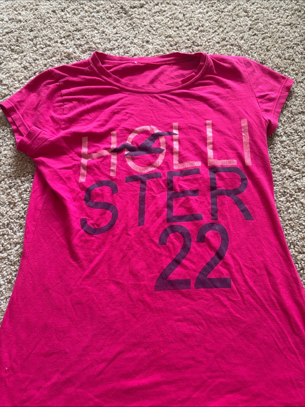 Hollister Women's Hot Pink Logo Short Sleeve Tee
